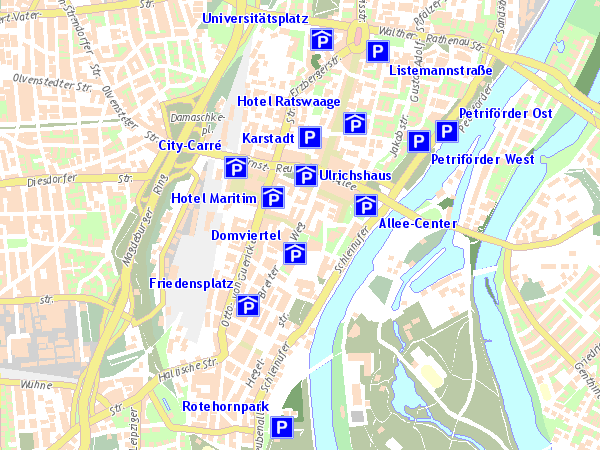 Klicken Sie auf die Parksymbole f�r weitere Informationen.